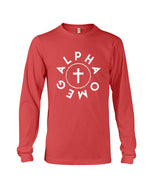 Load image into Gallery viewer, Alpha Omega Crown and Cross Long Sleeve T-Shirt - Broken Chains Apparel
