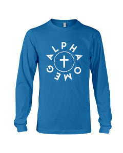 Alpha Omega Crown and Cross Long Sleeve T-Shirt - Broken Chains Apparel