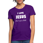 Load image into Gallery viewer, I Love Jesus Women&#39;s But Cuss A Little T-Shirt - Broken Chains Apparel
