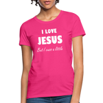 Load image into Gallery viewer, I Love Jesus Women&#39;s But Cuss A Little T-Shirt - Broken Chains Apparel
